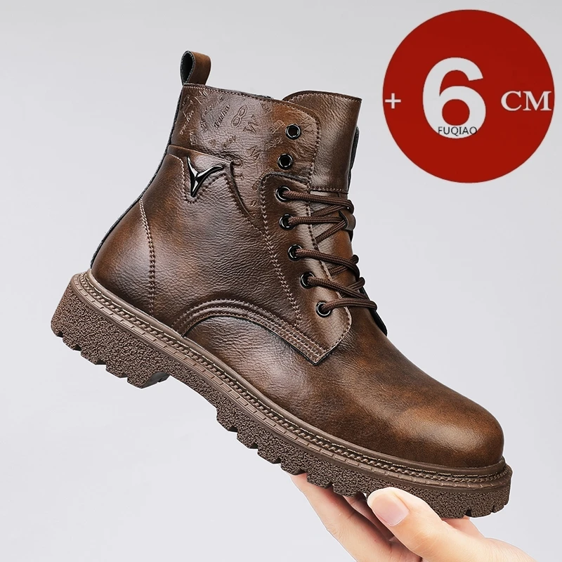 Men'S Shoes With Height Increase - Bottines invisibles en cuir pour hommes,