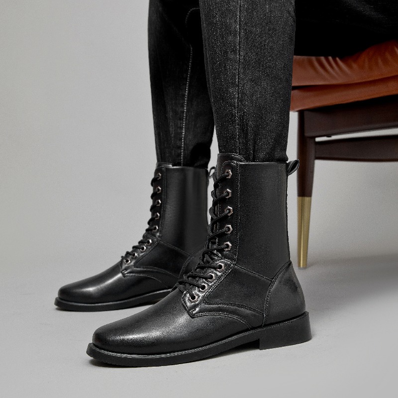 Men'S Shoes Hiking - Bottes en cuir à tige haute,